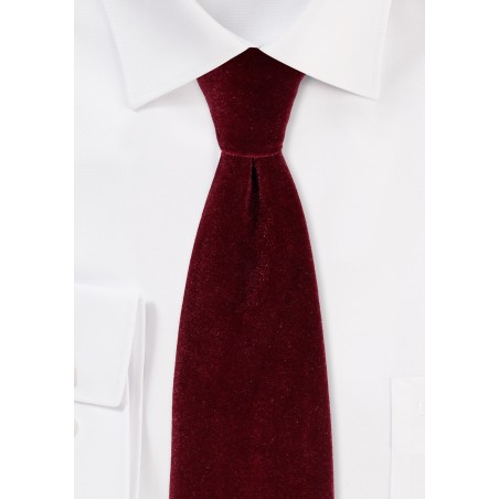 Luxe Velvet Necktie in Deep Burgundy