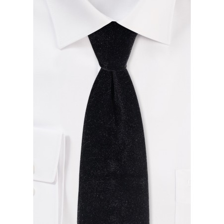 Luxe Velvet Necktie in Solid Black