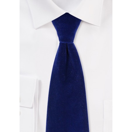 Luxe Velvet Necktie in Navy Blue