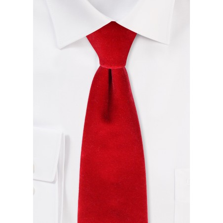 Luxe Velvet Necktie in Cherry Red