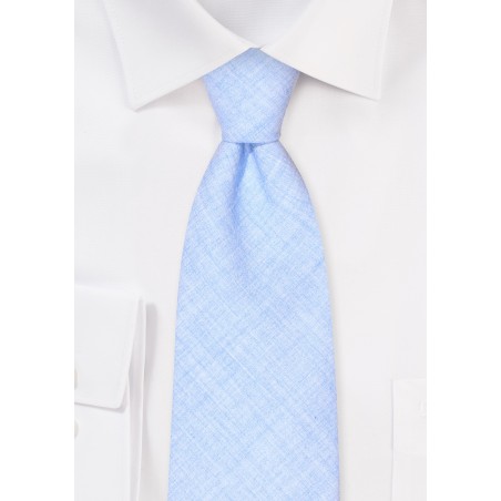 Linen Texture Mens Tie in Sky Blue
