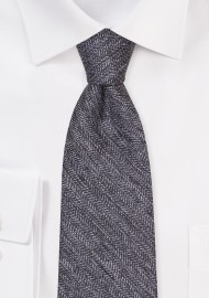 Herringbone Check Cotton Tie in Silver