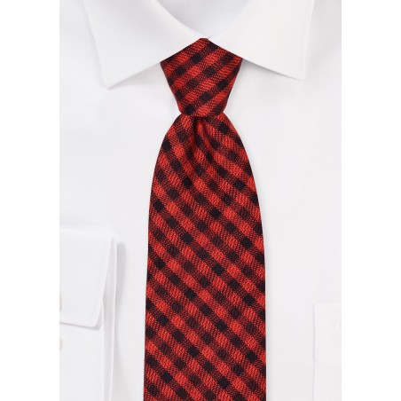 Punk Rock Check Skinny Tie in Red and Black