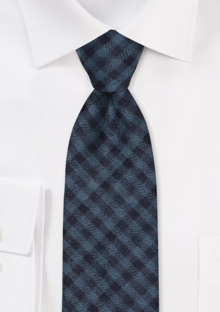 Gingham Check Cotton Tie in Dark Navy