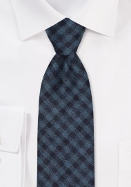 Gingham Check Cotton Tie in Dark Navy