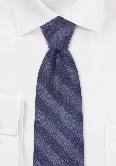 Cotton Striped Mens Tie in Dark Navy
