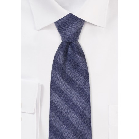 Cotton Striped Mens Tie in Dark Navy