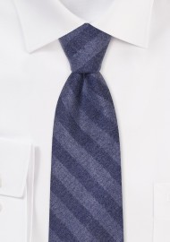 Cotton Striped Mens Tie in Dark Navy