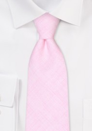 Linen Texture Mens Tie in Petal Pink