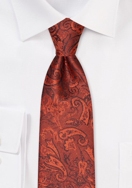 Autumn Woolen Paisley Tie in Paprika