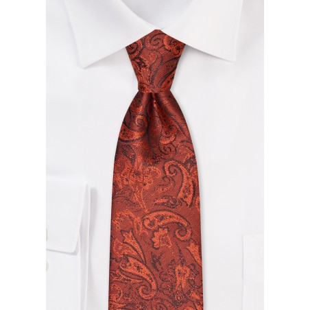 Autumn Woolen Paisley Tie in Paprika