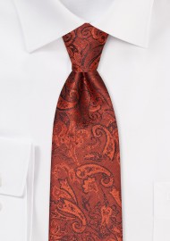 Autumn Woolen Paisley Tie in Paprika