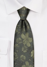 Moss Green Floral Designer Tie