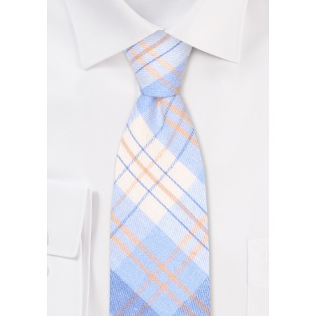 Madras Plaid Cotton Tie in Sky Blue