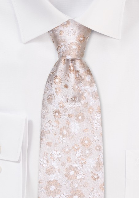 Ivory Champagne Floral Wedding Tie