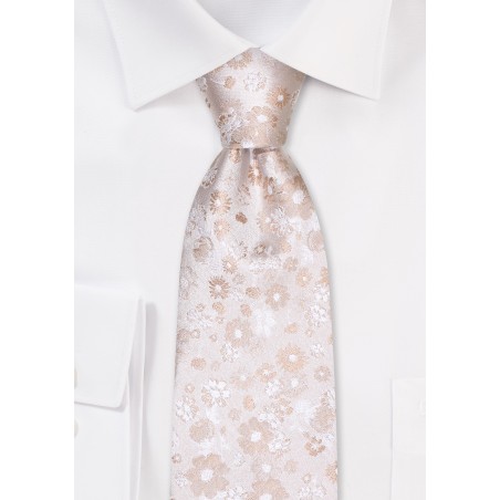 Ivory Champagne Floral Wedding Tie