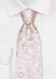 Ivory Champagne Floral Wedding Tie