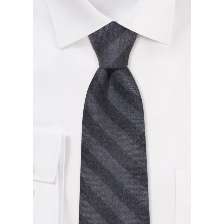 Cotton Striped Mens Tie in Dress Gray