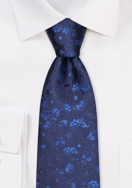 Navy Blue Floral Necktie