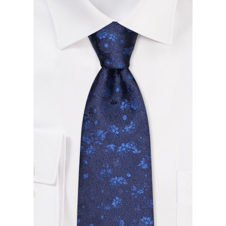 Navy Blue Floral Necktie