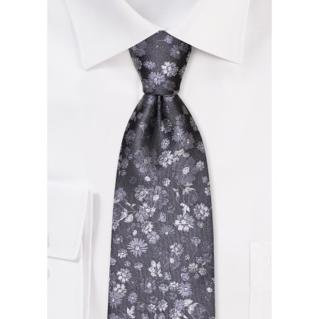 Charcoal Floral Tie