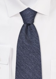Houndstooth Check Cotton Tie in Dark Navy