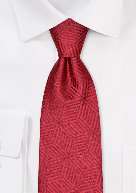 Geometric Designer Tie in Crimson
