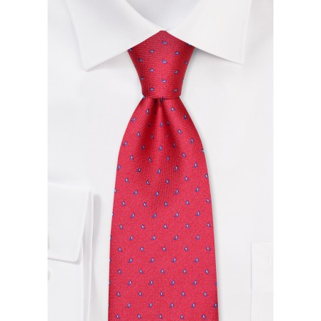 RED Tie with Woven Mini Paisleys in Blue