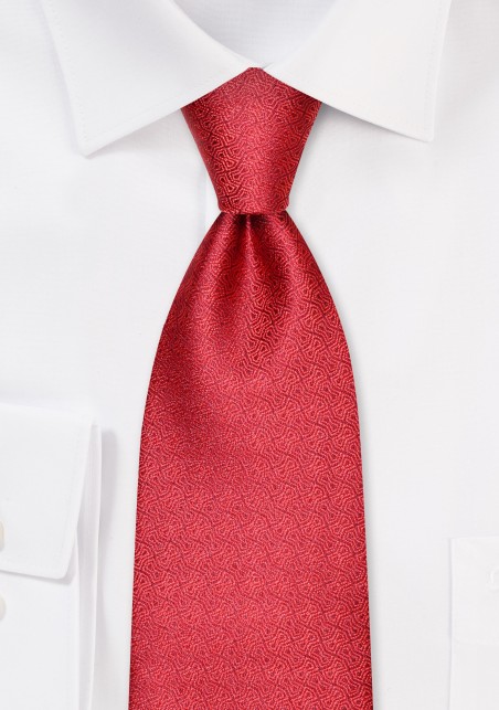 Geo Check Tie in Cherry Red