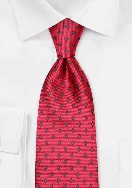 Diamond Check Tie in Deep Cherry Red