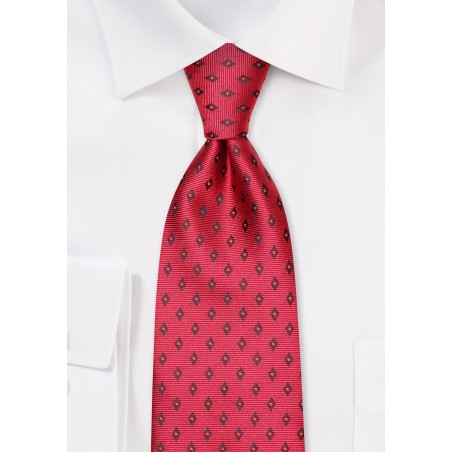 Diamond Check Tie in Deep Cherry Red