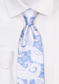 Sky Blue and White Paisley Necktie