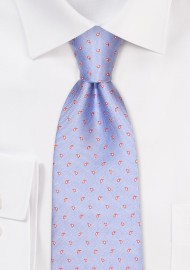Light Blue Tie with Woven Mini Paisleys in Orange
