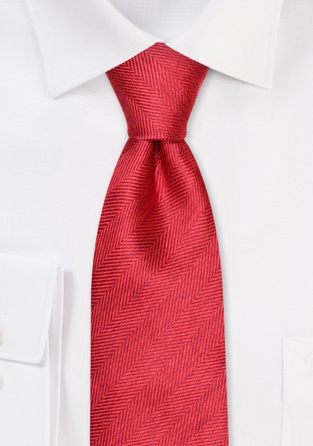 Textured Herringbone Tie in Red