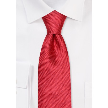 Textured Herringbone Tie in Red
