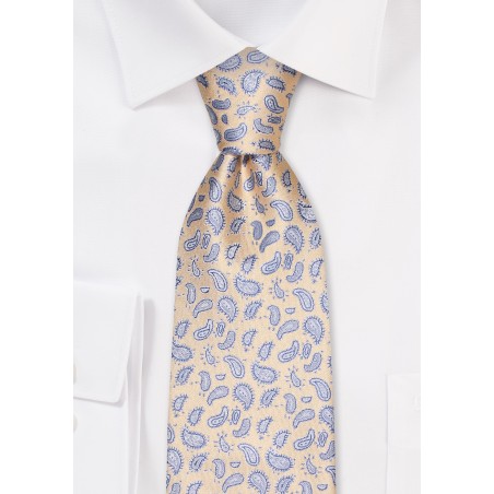 Golden Yellow Paisley Necktie