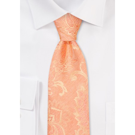 Woolen Paisley Skinny Tie in Tangerine