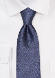 Textured Herringbone Tie in Neptune Blue