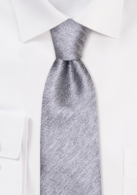 Textured Herringbone Tie in Dophin Grey
