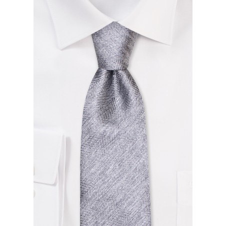Textured Herringbone Tie in Dophin Grey