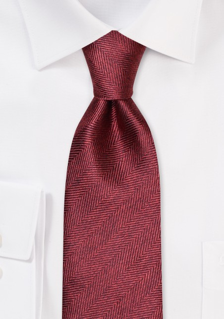 Textured Herringbone Tie in Rust