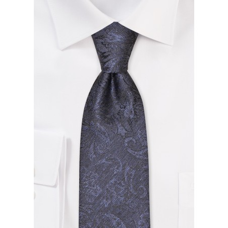 Autumn Woolen Paisley Tie in Graphite Grey