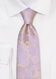 Woolen Paisley Skinny Tie in Fog