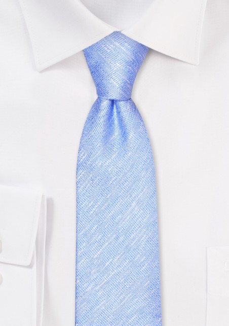 Linen Textured Skinny Tie in Capri Blue