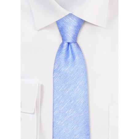 Linen Textured Skinny Tie in Capri Blue