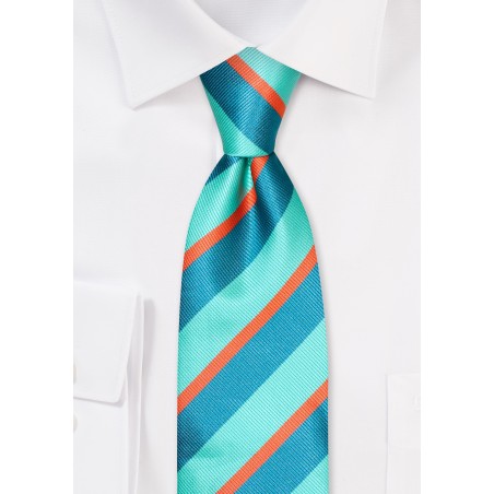 Preppy Striped Tie in Teal and Turquoise