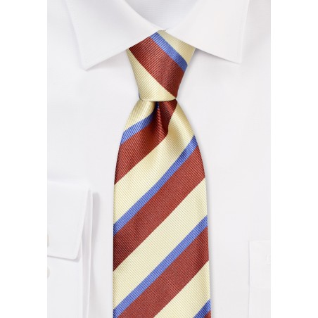 Prep Striped Tie in Golden Yellow and Brown