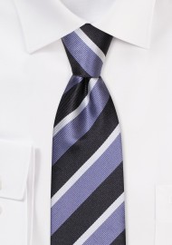Preppy Striped Mens Tie in Black and Silver