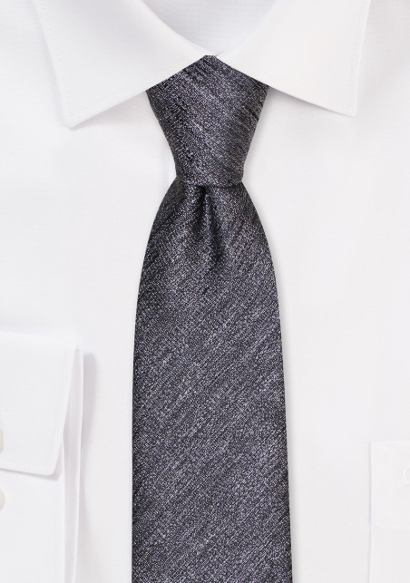 Graphite Linen Skinny Tie