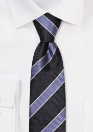 Classic Striped Skinny Tie in Black, Silver, Gray